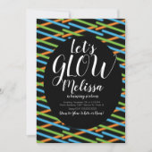 Glow Lines Birthday Confetti Neon glühen in Dunkel Einladung (Vorderseite)