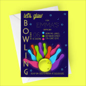 Glow Neon Bowling Birthday Invitation Einladung