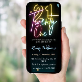 Glow Neon Light 21. Geburtstag Einladung
