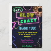 Glow Neon Lights Geburtstagsparty Danke Karte (Vorderseite)