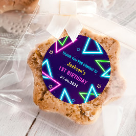 Glow Neon Lights Vielen Dank für Ihre Geburtstagsp Runder Aufkleber