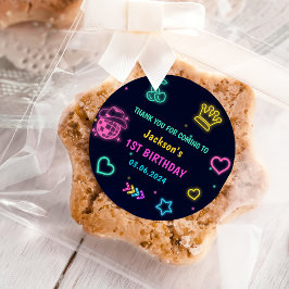 Glow Neon Lights Vielen Dank für Ihre Geburtstagsp Runder Aufkleber