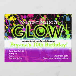 Glow Neon Paint Spritzer Geburtstagsparty Einladun Einladung