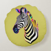 Glow Neon Zebra Rundes Kissen (Rückseite)