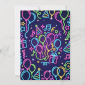 Glow Party Birthday Invitation, Neon Glow Theme Einladung (Rückseite)