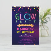 Glow Party Geburtstagseinladung Einladung (Stehend Vorderseite)