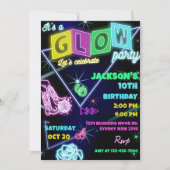 Glow Party Neon Bunte Geburtstagsparty Einladung (Vorderseite)