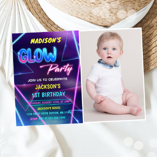 Glow Party Neon Bunte Geburtstagsparty Einladung