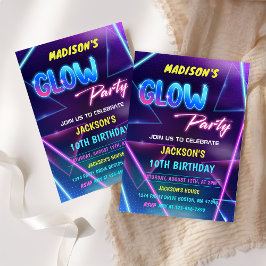 Glow Party Neon Bunte Geburtstagsparty Einladung