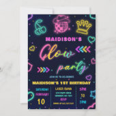 Glow Party Neon Bunte Geburtstagsparty Einladung (Vorderseite)