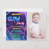 Glow Party Neon Bunte Geburtstagsparty Einladung (Vorderseite)