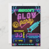 Glow Party Neon Bunte Geburtstagsparty Einladung (Vorderseite)
