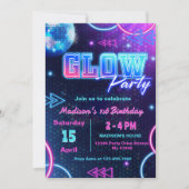 Glow Party Neon Bunte Geburtstagsparty Einladung (Vorderseite)