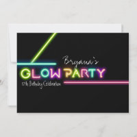 GLOW PARTY Neon Fun Geburtstagsparty Einladung