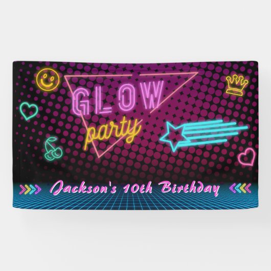 Glow Party Neorful Birthday Party Banner (Horizontal)