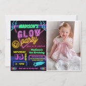 Glow Party Neorful Birthday Party Foto Einladung (Vorderseite)