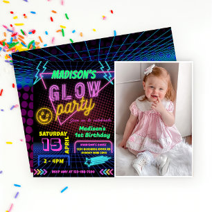 Glow Party Neorful Birthday Party Foto Einladung