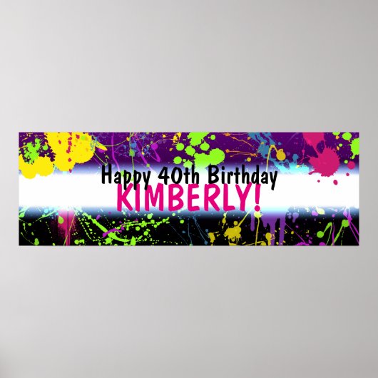 Glow Party Paint Spritzer Neon Birthday Banner Poster (Vorne)
