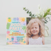 Glow Party Pool Geburtstagseinladung Einladung (Stehend Vorderseite)