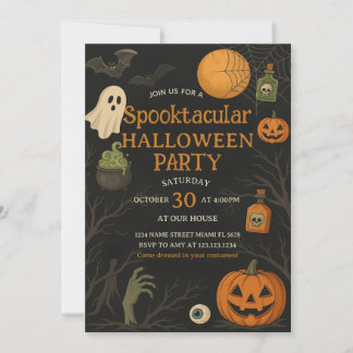 Glow Party Spooktacular Halloween Einladung