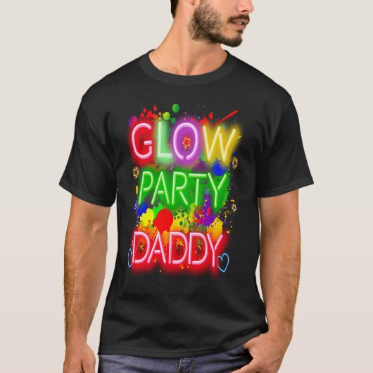 Glow Party Squad Daddy Paint Splatter Glow Party M T-Shirt (Vorderseite)