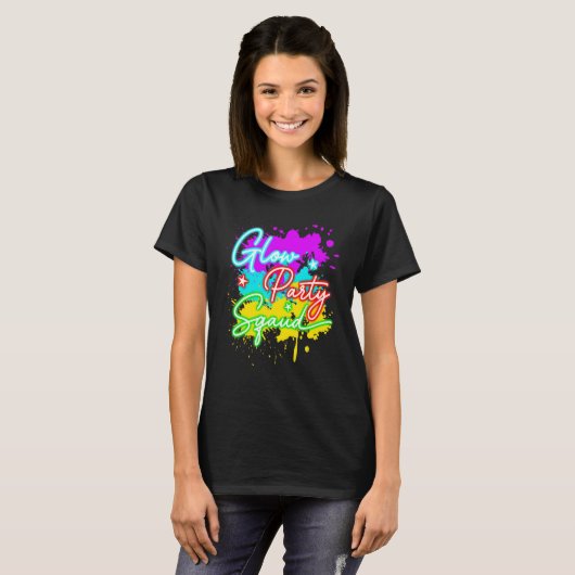 Glow Party Squad Paint Splatter Effect Let's Glow T-Shirt (Vorne ganz)
