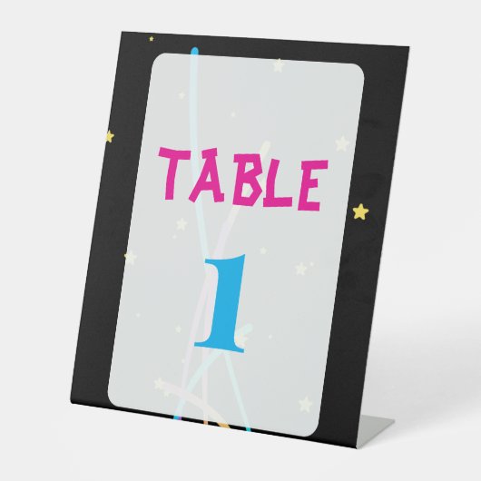 Glow Party Table Numbers – Neon & Fun  Sockelschild (Vorderseite)