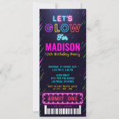 Glow Party Ticket Pass Geburtstag Einladung (Vorderseite)