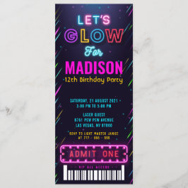 Glow Party Ticket Pass Geburtstag Einladung