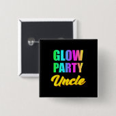 Glow Party Uncle 80s Birthday Party Group Button (Vorne & Hinten)