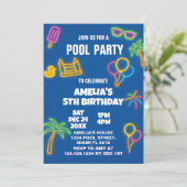 Glow Pool Party Einladung zum Geburtstag (Stehend Vorderseite)