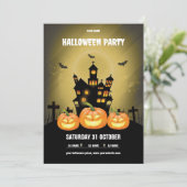 Glow Pumpkin Spuk House Halloween-Party Einladung (Stehend Vorderseite)