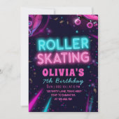 Glow Roller Skating Birthday | Neon Lights Party Einladung (Vorderseite)