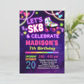 Glow Skaten SK8 & Celebrate Geburtstagsparty Einladung (Stehend Vorderseite)