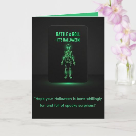 Glow Skeleton Halloween Card Karte (Orchidee)