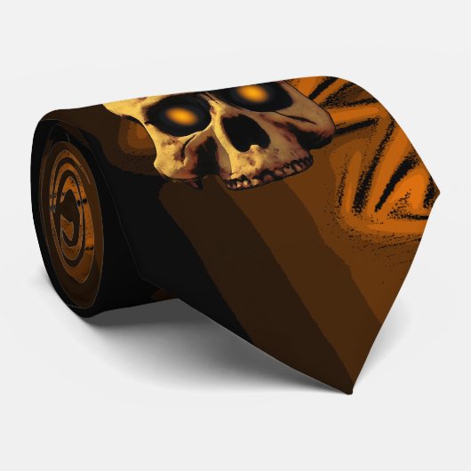 Glow Skull Orange Black Krawatte (Gerollt)