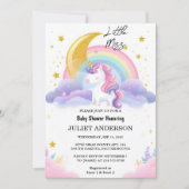 Glow Space Royal Pony Unicorn Baby Girl Dusche Einladung (Vorderseite)
