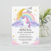 Glow Space Royal Pony Unicorn Baby Girl Dusche Einladung (Stehend Vorderseite)