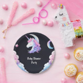 Glow Space Royal Pony Unicorn Baby Girl Dusche hin Pappteller (Party)