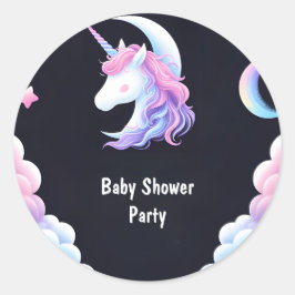 Glow Space Royal Pony Unicorn Baby Girl Dusche hin Runder Aufkleber