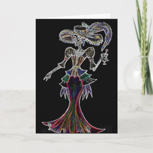 Glow Steampunk Catrina, Dia de los Muertos Card Karte (Vorderseite)