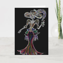 Glow Steampunk Catrina, Dia de los Muertos Card Karte