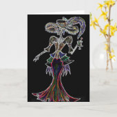 Glow Steampunk Catrina, Dia de los Muertos Card Karte (Gelbe Blume)