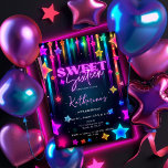 Glow Sweet 16 Sechzehn Retro 80er Neon Bright Einladung<br><div class="desc">Dieses beeindruckende Design besticht durch lebhaftes und farbenfrohes Typografie-Set vor dem Hintergrund leuchtender Sterne und schafft eine elektrisierende Atmosphäre, die Ihr Fest beleuchten wird. Ideal für einen 16 . Geburtstag, der mit Energie und Spannung aufbricht. Diese Einladung Set die Bühne für eine Nacht des Vergnügens und der Festlichkeiten unter den...</div>