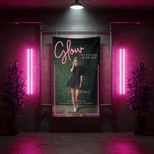 Glow The Future is Bright Fun Pink Neon Abschluss Banner