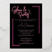 Glow The Future is Bright Fun Pink Neon Abschluss Folieneinladung (Rückseite)