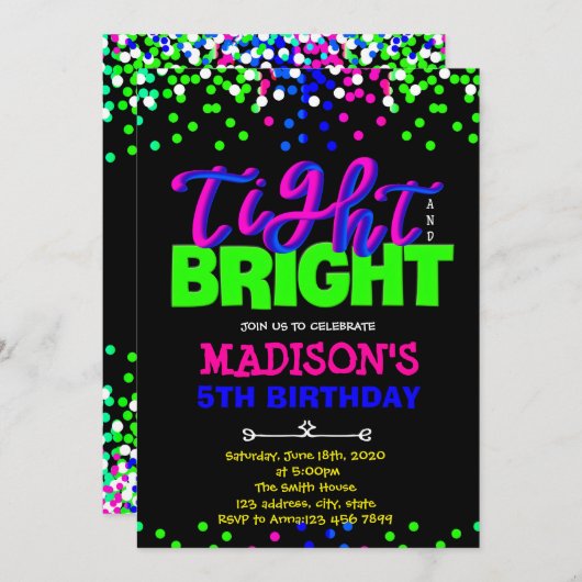Glow Thema Geburtstagsfeier Einladung (Vorne/Hinten)