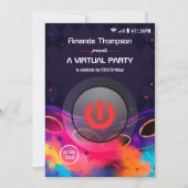 Glow Virtual Birthday Party Einladung (Vorderseite)