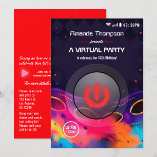 Glow Virtual Birthday Party Einladung