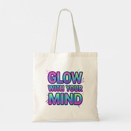 Glow With Your Mind Neon Brain Statement Tragetasche (Rückseite)